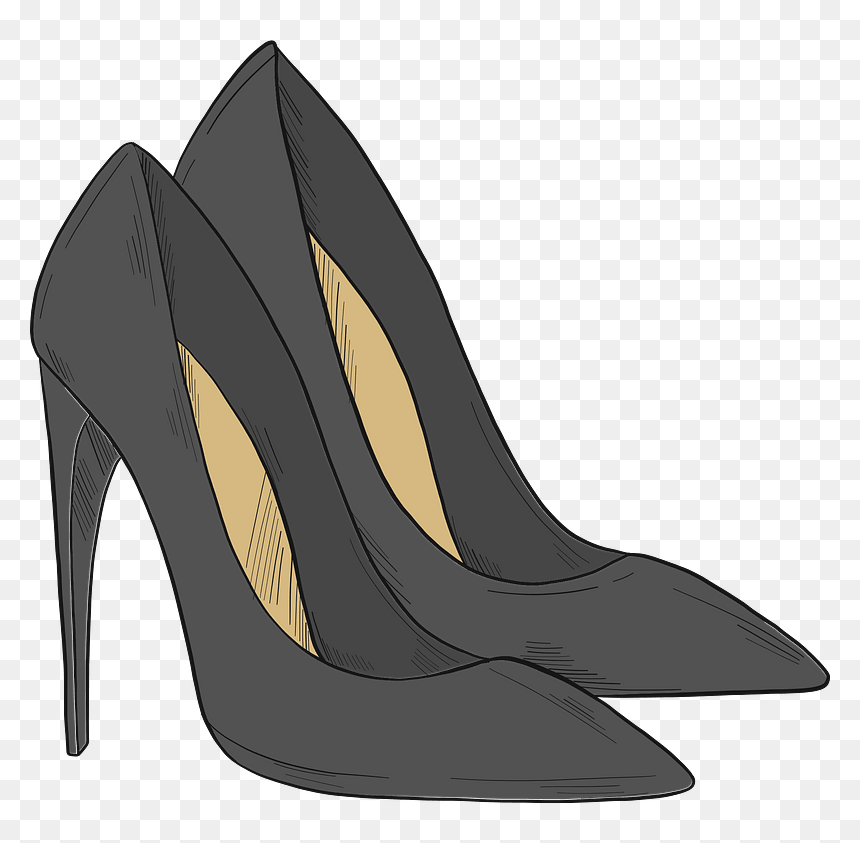 Black High Heels Clipart - Basic Pump, HD Png Download - heels png
