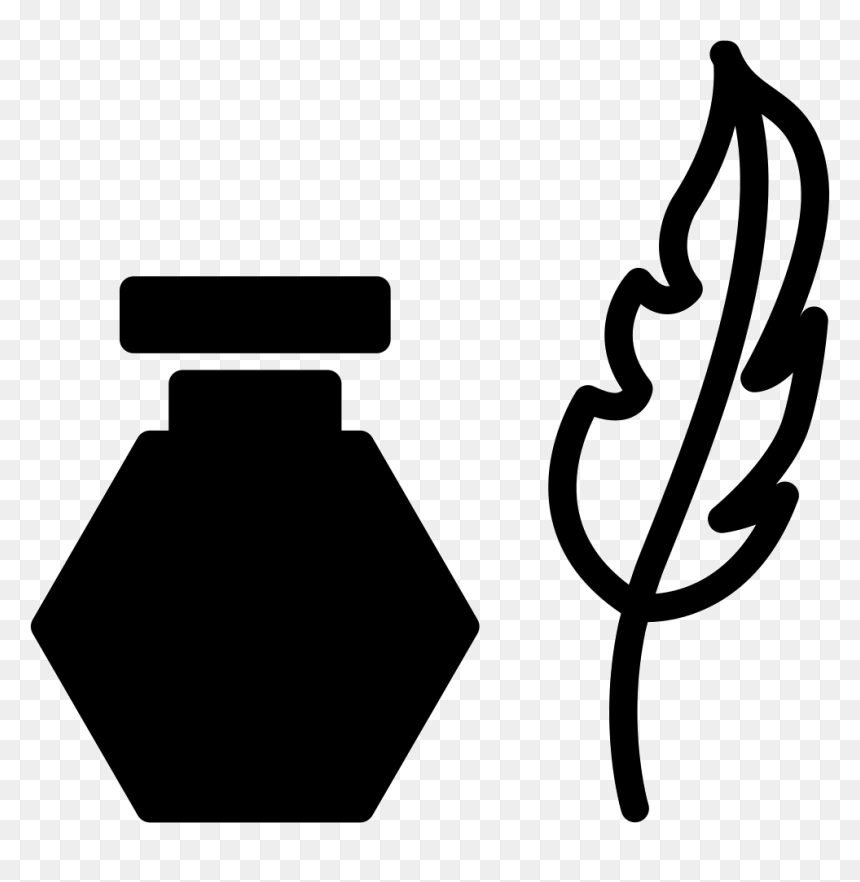 Feather Pen And Ink Container - Ink Container Vector, HD Png Download - feather pen png