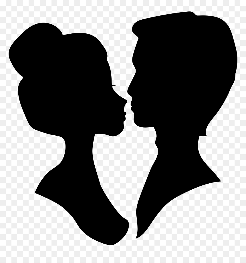 Wedding Male And Female Head Silhouettes Clipart, HD Png Download - woman head silhouette png