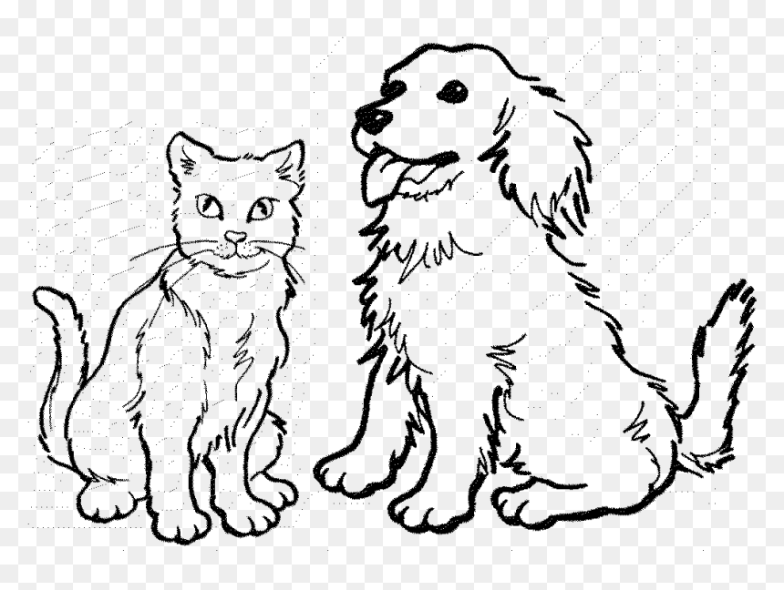 Dog And Cat Drawing At Getdrawings - Dog And Cat For Coloring, HD Png Download - dog and cat png