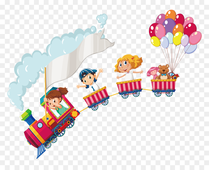 Drawing Stock Illustration Child Illustration - Cartoon Small Children Playing Drawing, HD Png Download - train.png