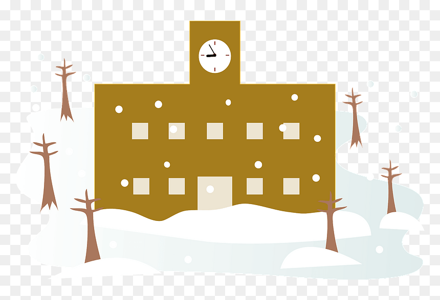 School Building Winter Clipart - Snow, HD Png Download - school building png