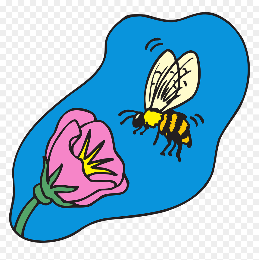 Bee Flower Clipart, HD Png Download - flying bee png