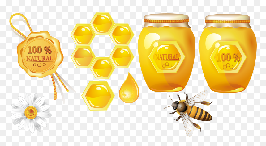 Image Transparent Stock Honey Bee Honeycomb Theme Transprent - Honey 100 Natural Png, Png Download - flying bee png