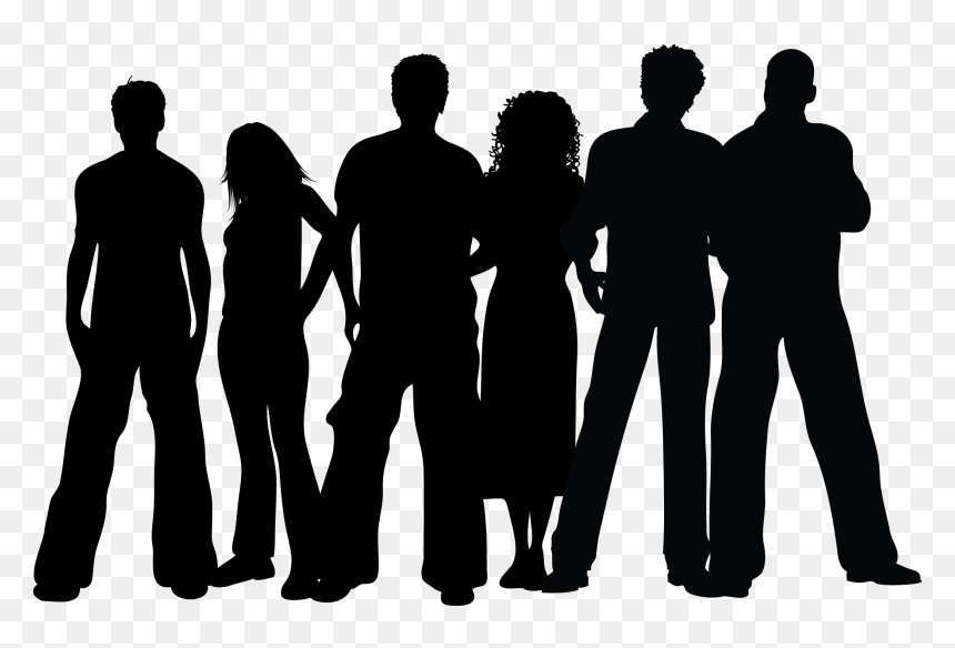 Group Black Silhouette - Silhouette, HD Png Download - group silhouette png