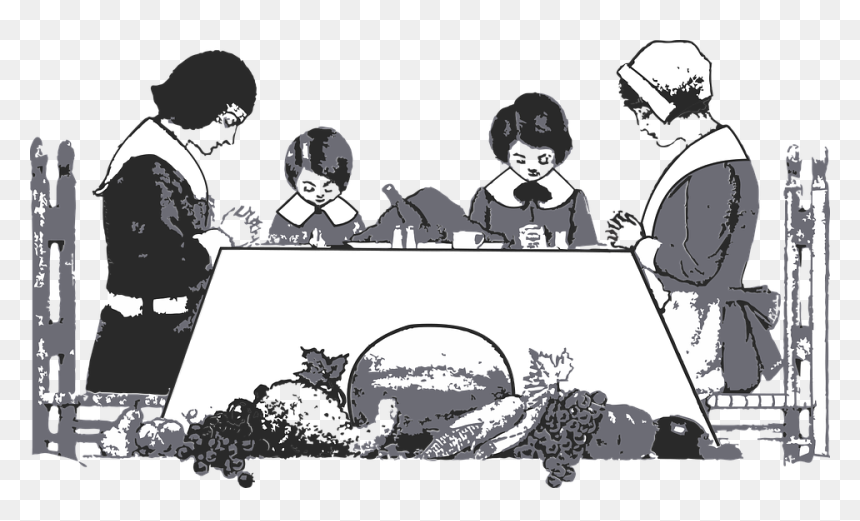 Thanksgiving Cartoons Black And White, HD Png Download - thanksgiving dinner png