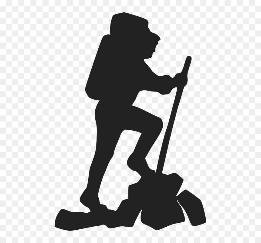 Hiker Backpacker Mountain, HD Png Download - mountain vector png