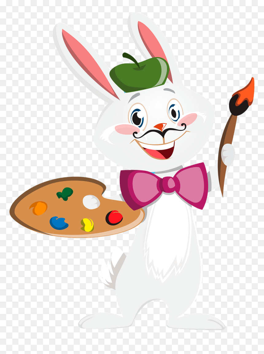 Cartoon Rabbit Painting, HD Png Download - painter png
