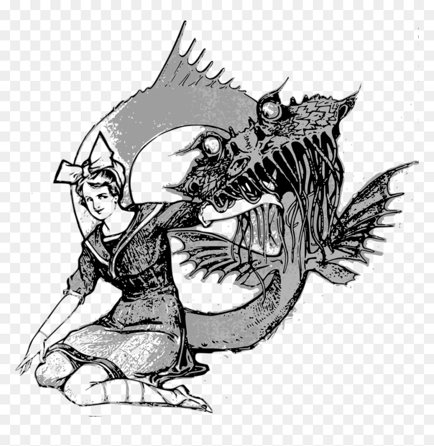 A Girl And Her Sea Monster - Sea Monster Vector Png, Transparent Png - sea monster png