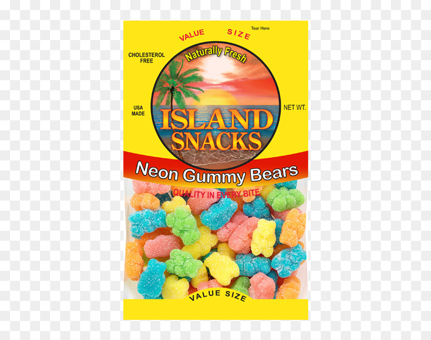 Neon Gummy Bears Value - Island Snacks Gummy Sharks, HD Png Download - gummy bears png