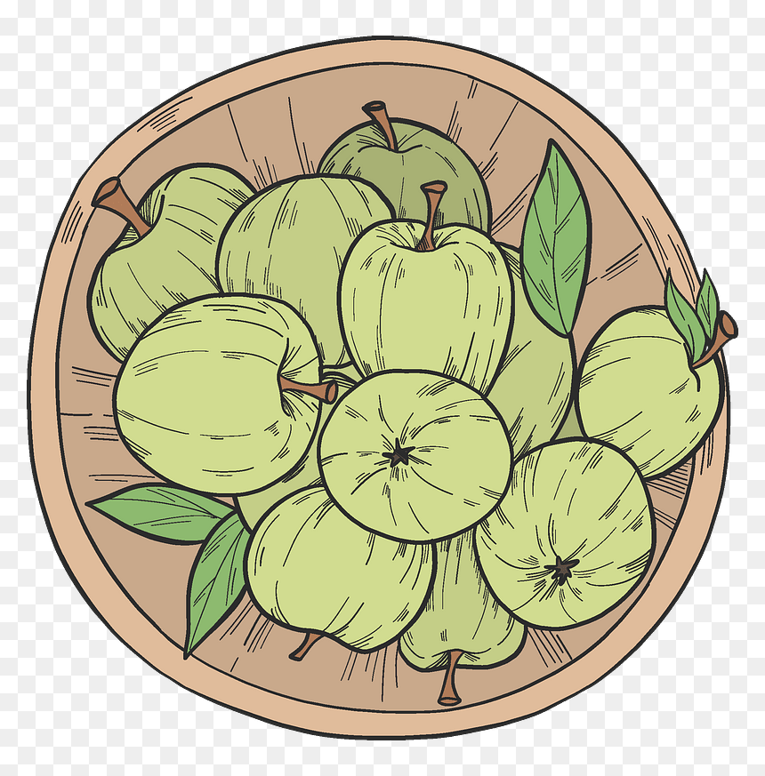 Green Apples On A Plate Clipart - Gourd, HD Png Download - plate of food png