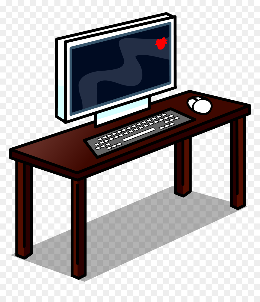 Club Penguin Rewritten Wiki - Computer Desk, HD Png Download - computer desk png