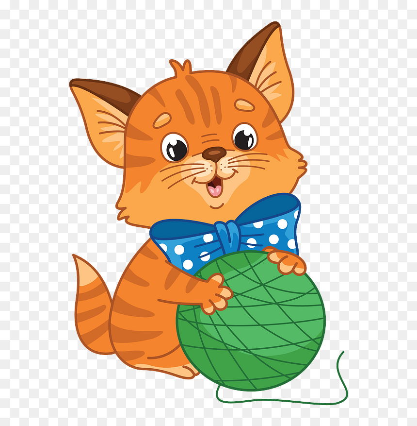 Kitten With Yarn Ball Clipart - Clip Art, HD Png Download - yarn ball png