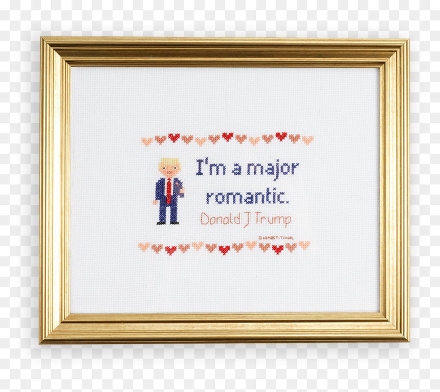 A Cross Stitched Donald Trump With A Quote By Him That - Cross Stitch Trump, HD Png Download - donald trump signature png
