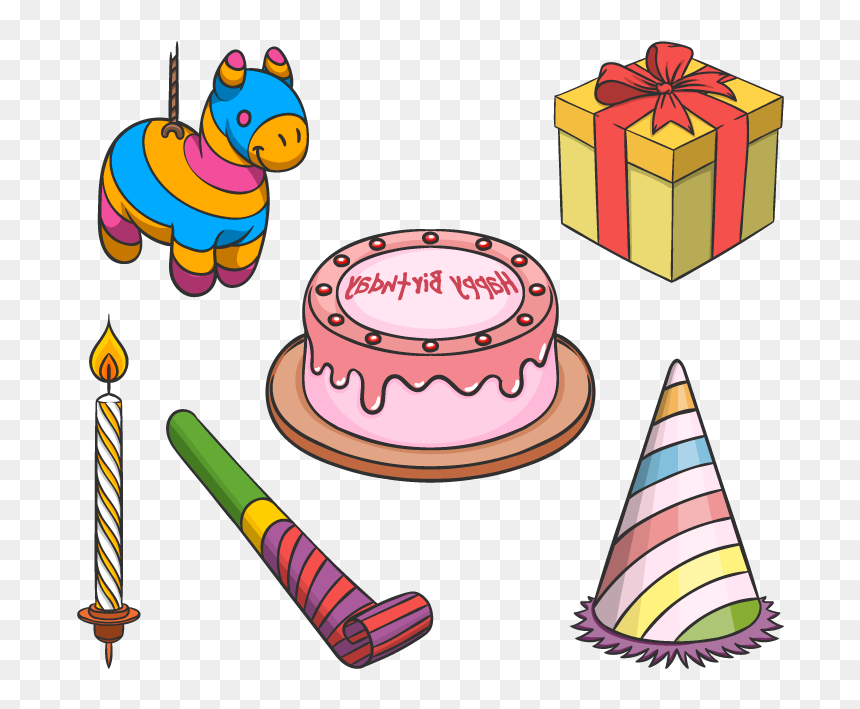 Gift Items For Birthday Bqdd Birthday T Clip Art Vector - Birthday Items Cartoon, HD Png Download - birthday items png