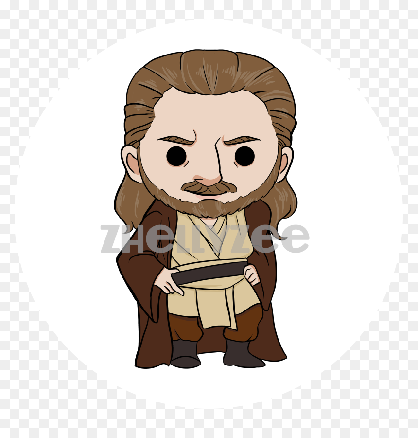 Qui-gon Jinn Pillow Plush Clipart , Png Download - Qui Gon Jinn Cartoon, Transparent Png - gon png