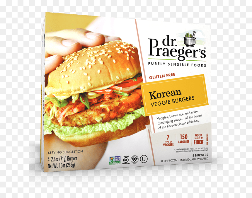 Praeger"s Korean Veggie Burgers Package - Dr Praeger's Korean Veggie Burgers, HD Png Download - veg patties png