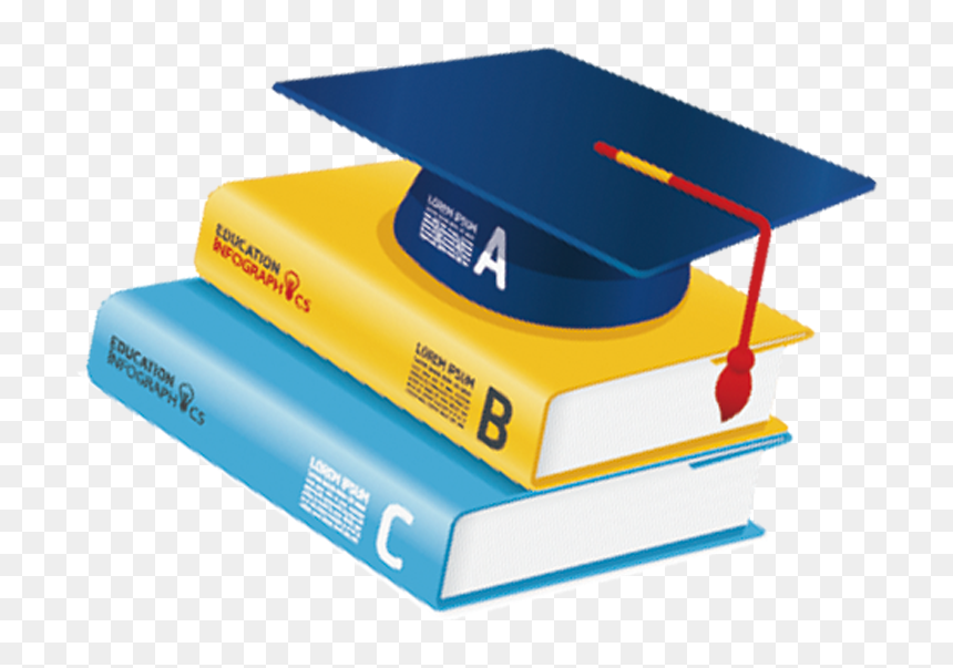 Books And Pens Clipart, HD Png Download - education cap png