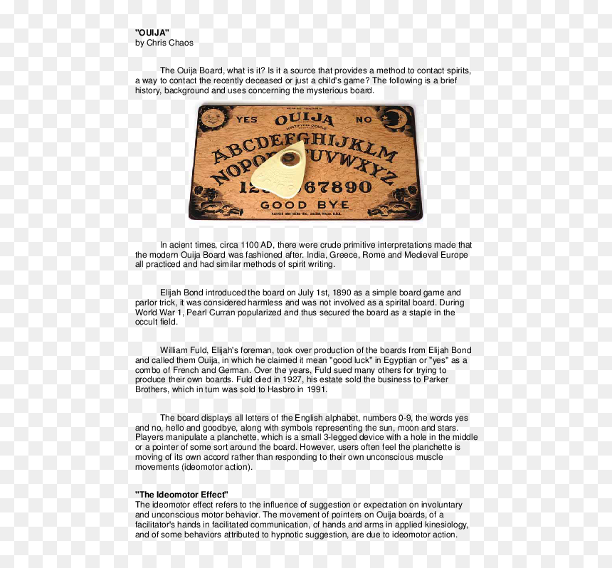 Document, HD Png Download - ouija board png