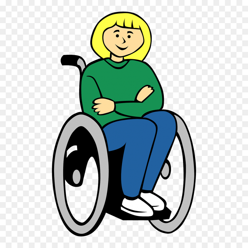 Wheelchair Sitting Blond Hair - Clip Art Wheelchair, HD Png Download - person in wheelchair png