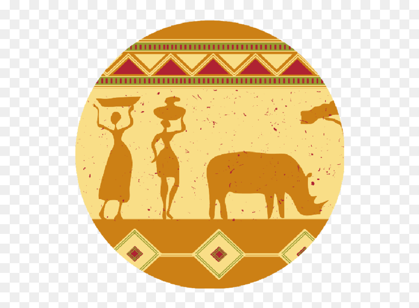 African Images Round Coaster "
 Class= - Silhouette, HD Png Download - indian ox png