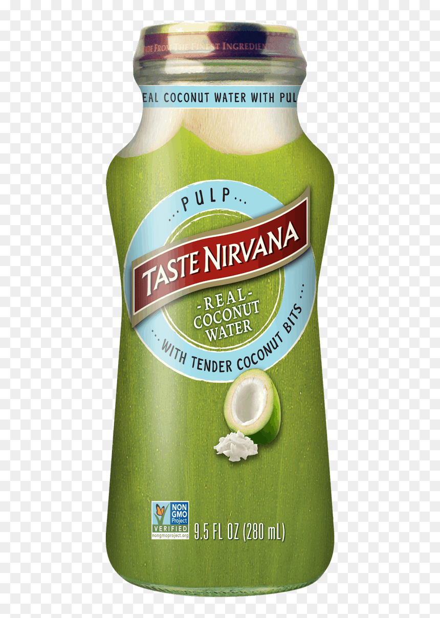 Front Label Image Of Real Coconut Water With Plup Glass - Juice, HD Png Download - tender coconut png
