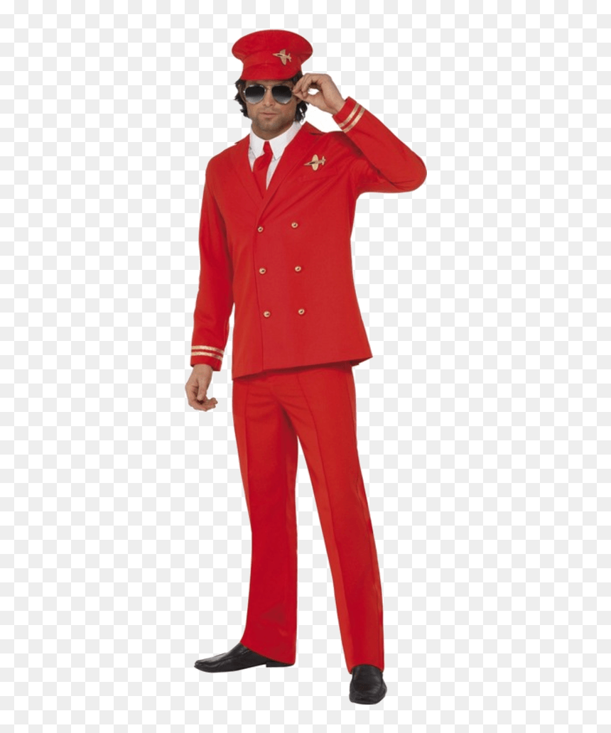 Adult High Flyer Red Pilot Costume - Air Hostess Costume Nz, HD Png Download - air hostess png