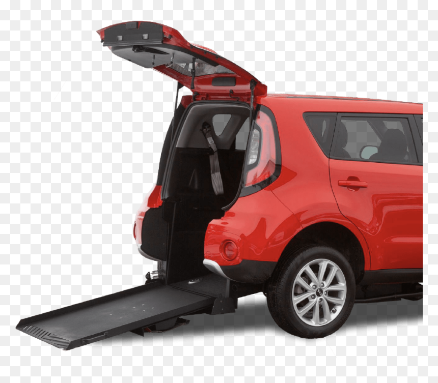 A Red Wheelchair Accessible Car Showing An Open Trunk - Compact Sport Utility Vehicle, HD Png Download - person in wheelchair png