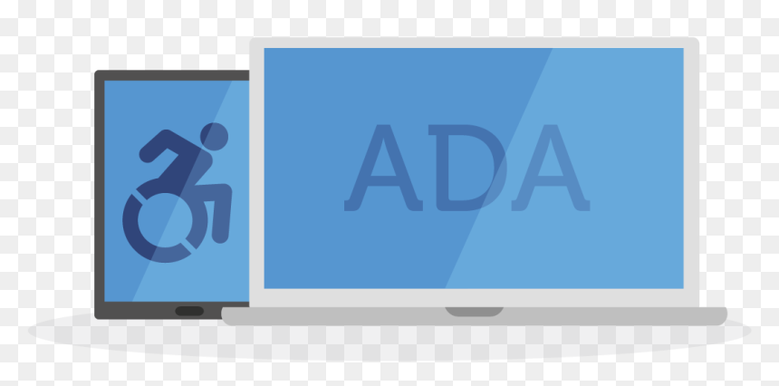 A Laptop With Ada On The Screen And A Tablet With The - Led-backlit Lcd Display, HD Png Download - person in wheelchair png