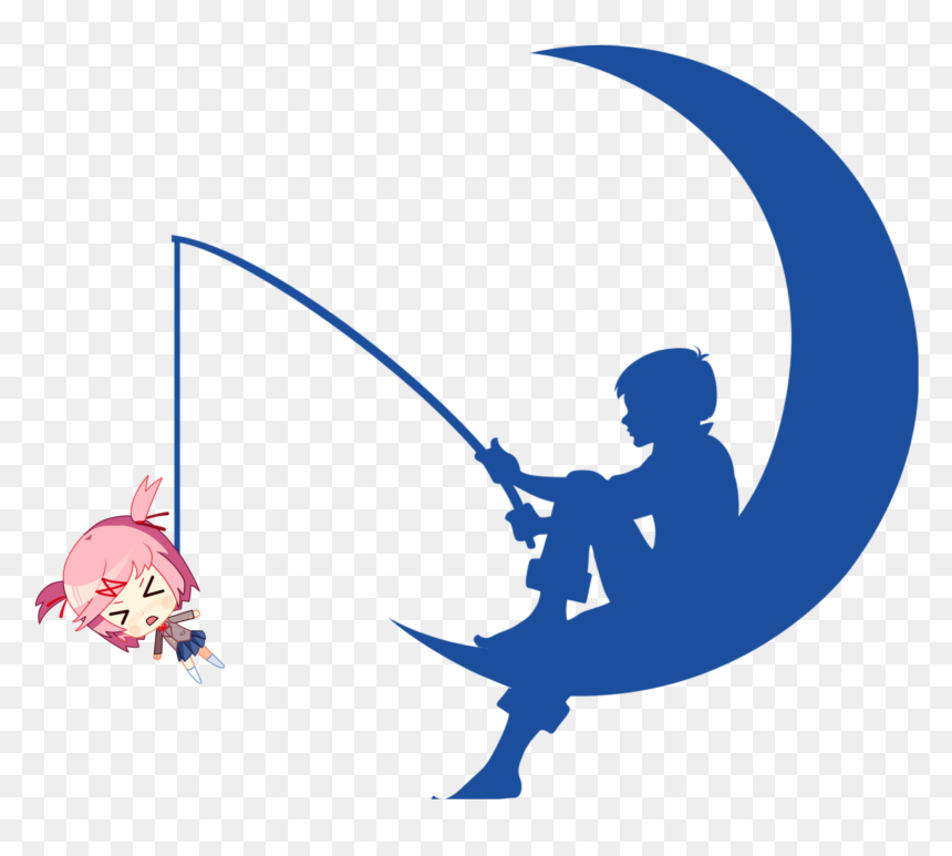 Kid Fishing On Moon, HD Png Download - sayori hanging png