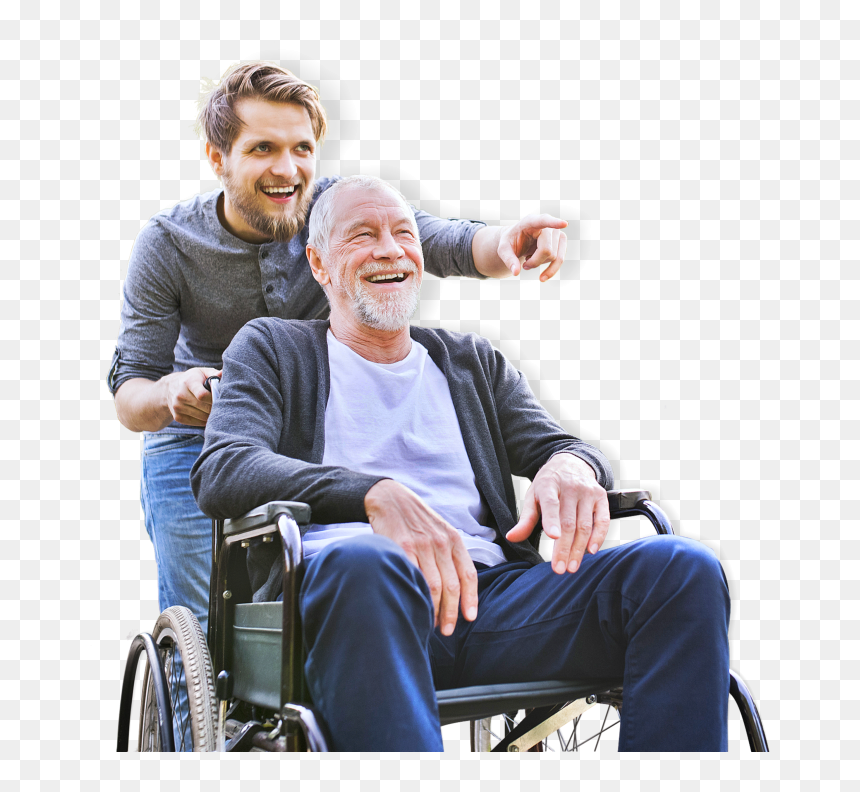 Senior Man With His Son - Wheel Chair Man Png, Transparent Png - person in wheelchair png