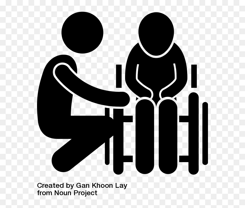 Icon Of Person Crouched Next To Person Using A Wheelchair - Vector Graphics, HD Png Download - person in wheelchair png