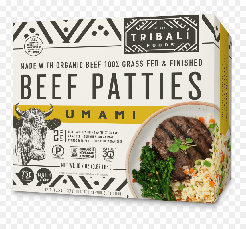 Tribali Foods Organic Umami Beef Patties, - Patty, HD Png Download - veg patties png