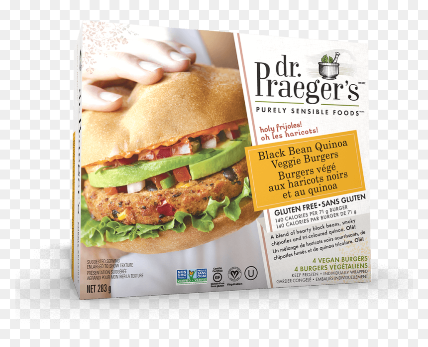 Dr Praeger's Black Bean Quinoa Burger, HD Png Download - veg patties png