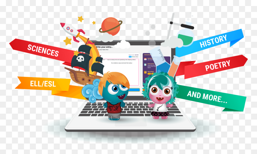 Boomers With Laptop Showing A Selection Of Subjects - Cartoon, HD Png Download - write png