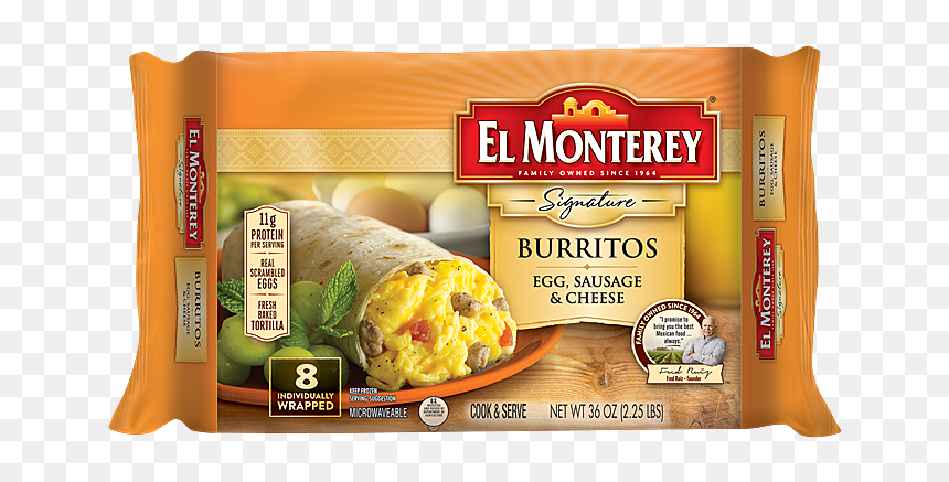 El Monterey Egg Sausage And Cheese Burrito, HD Png Download - burritos png