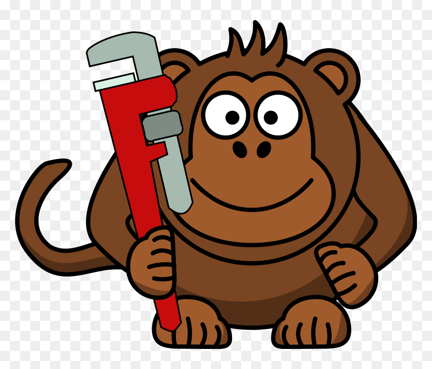 Free Vector Cartoon Monkey With Wrench - Monkey Holding A Wrench, HD Png Download - spanner vector png