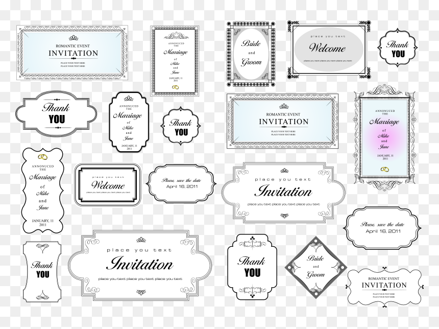 Transparent Simple Dragonfly Clipart - Wedding Card Title, HD Png Download - wedding card border png