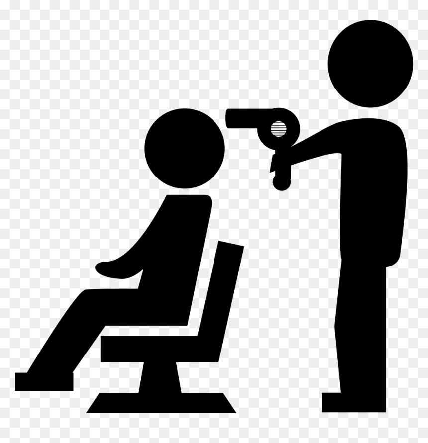 Hairdresser Drying The Hair Of A Client Sitting On - Hairdresser Icon Png, Transparent Png - people sitting on chairs png