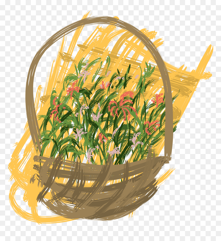 Flowers Basket Clip Arts - Clip Art, HD Png Download - flower basket png