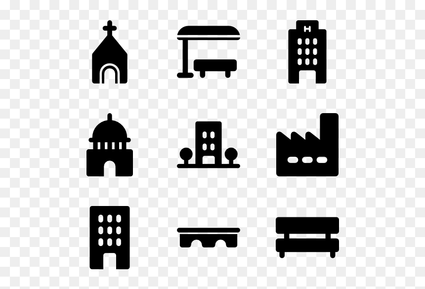 Building Clipart Minimal White, HD Png Download - city building clipart black and white png