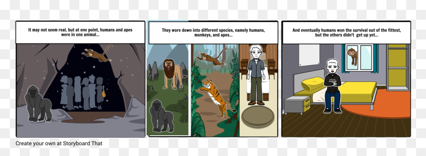 Evolution Theory Storyboard Monkey To Human, HD Png Download - ape png