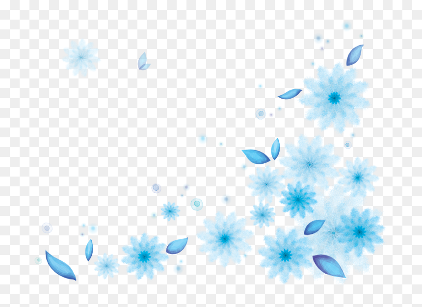 Ftestickers Watercolor Flowers Border Corner Blue - Teknik Pemesinan Logo Mesin Bubut, HD Png Download - blue flowers border png