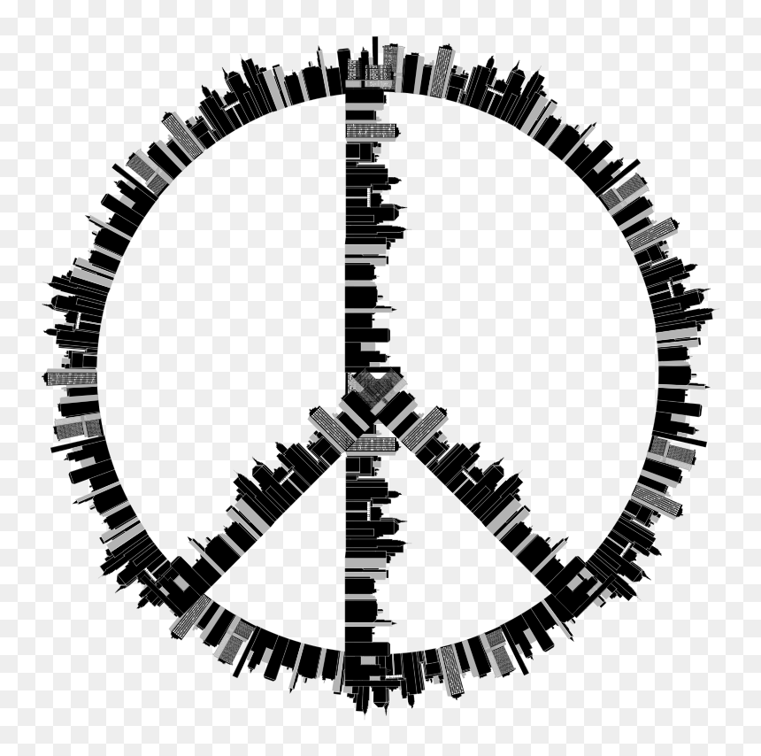 Peace Sign City - Original Peace Sign, HD Png Download - city building clipart black and white png