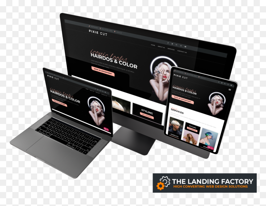 Scissors&curls Hair Salon Homepage Mockup - Design, HD Png Download - hair salon png