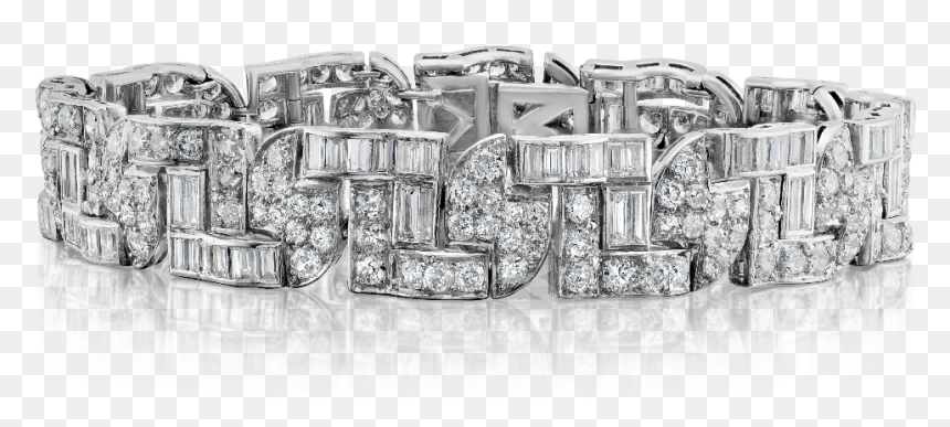 Art Deco Fancy Diamond Bracelet - Platinum, HD Png Download - fancy bangles png