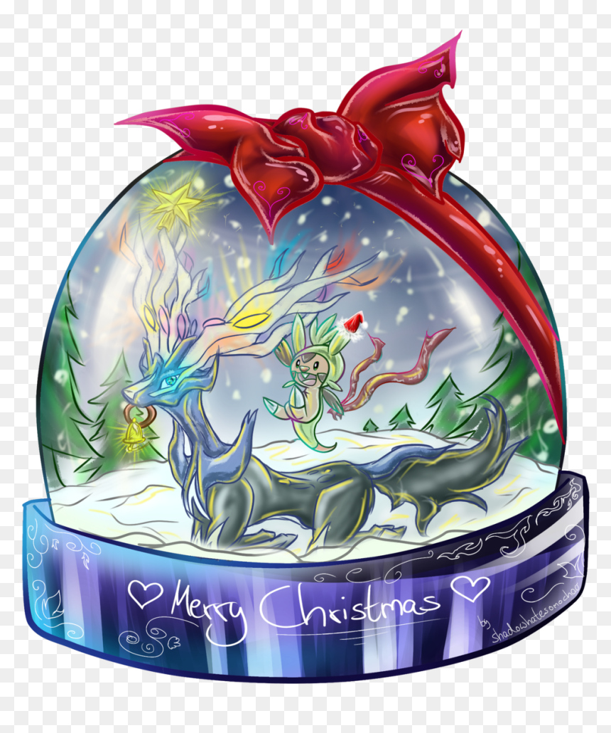 Snowglobe Drawing Artistic - Xerneas Christmas, HD Png Download - xerneas png
