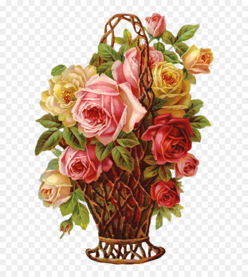 Pin By Marjatta Piironen On Victorian Scraps - Vintage Flower Basket Png, Transparent Png - flower basket png