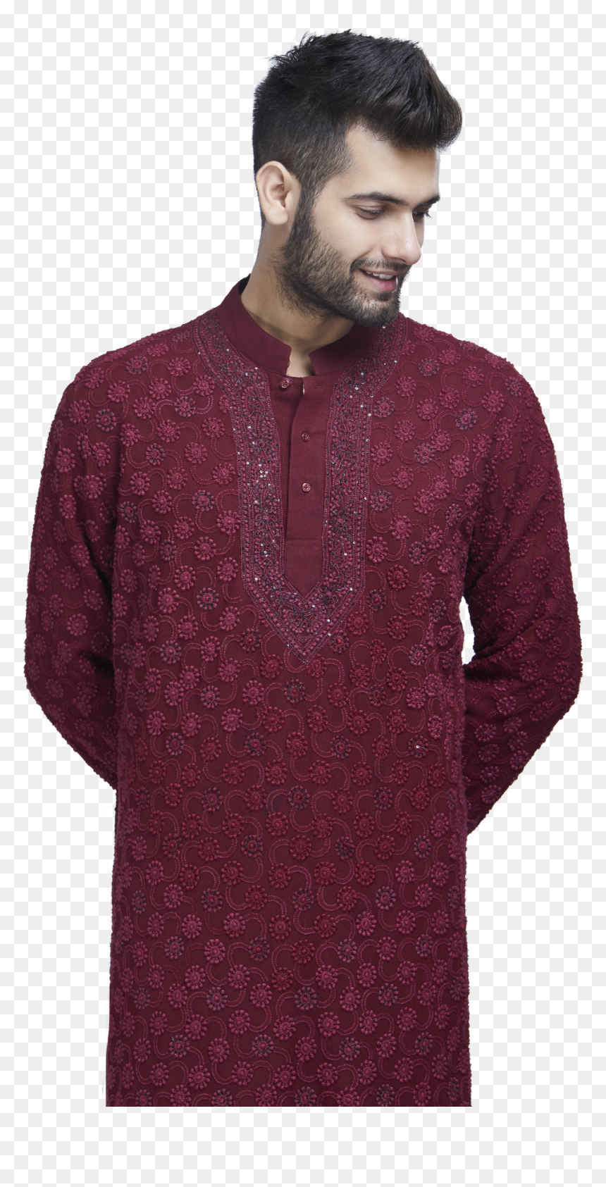 Embroidered Maroon Kurta Set By Stylease Exclusive - Gentleman, HD Png Download - kurta png