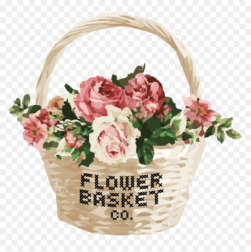 Transfert Shabby Chic Fleurs, HD Png Download - flower basket png